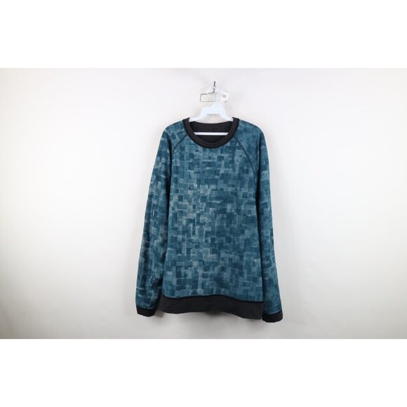 Lululemon Mens XL Reversible Long Sleeve Crewneck Sweatshirt Geometric Blue Gray - Picture 1 of 16